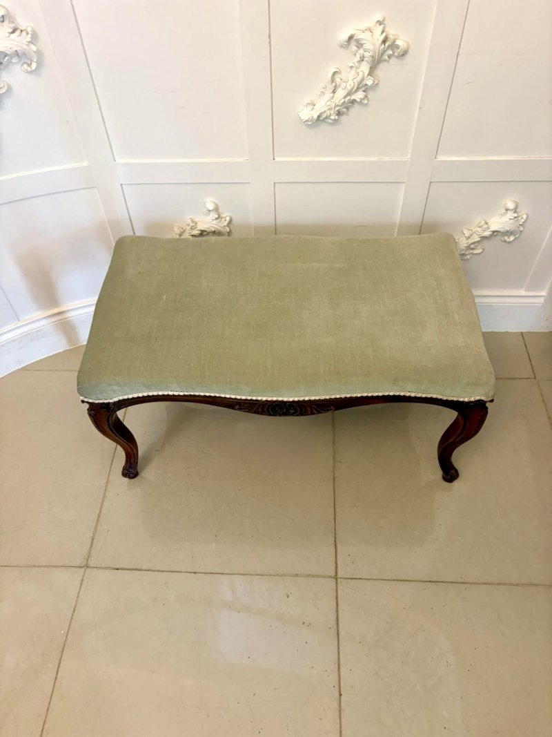 Large Antique Victorian Quality Carved Walnut Stool